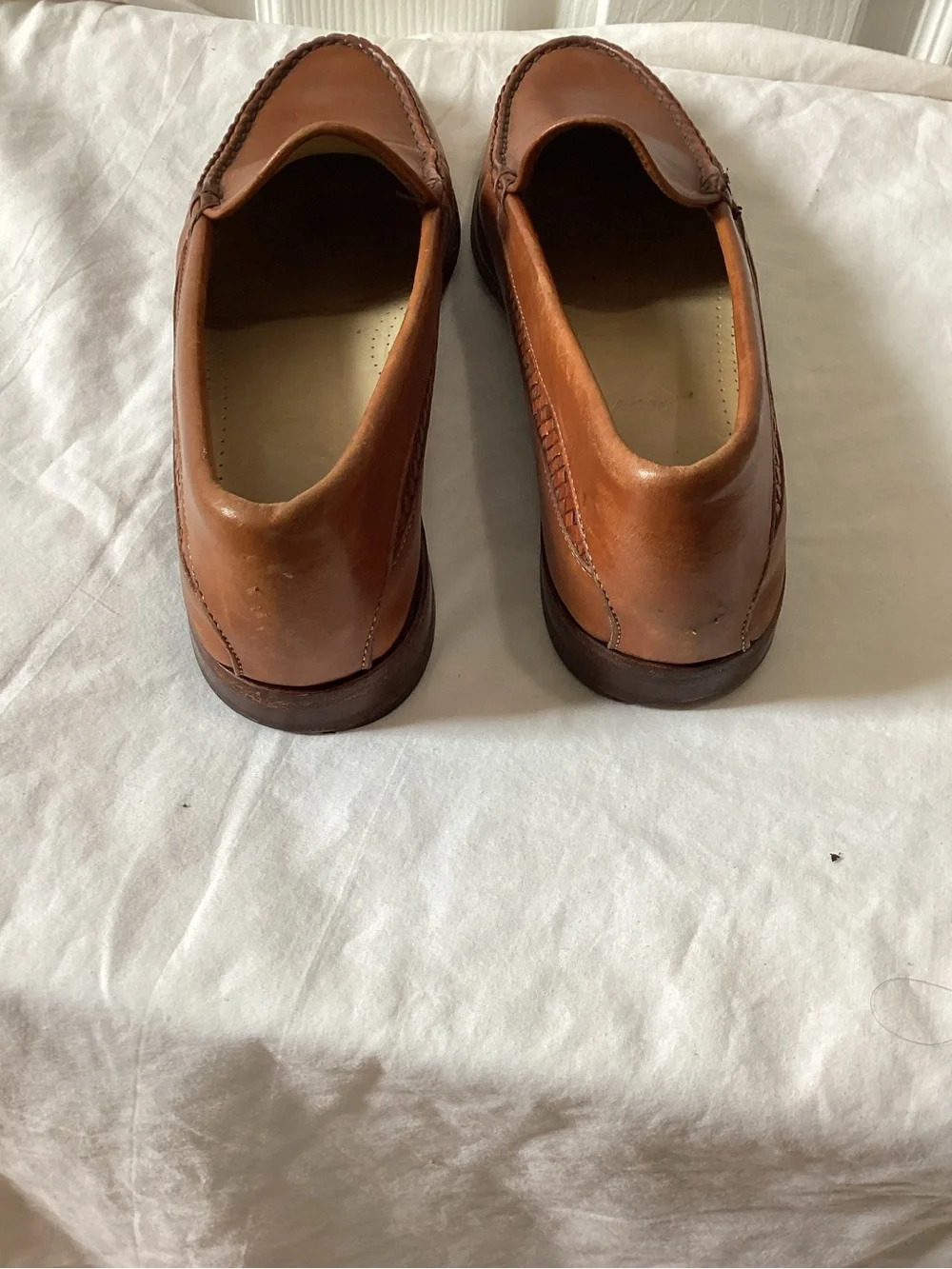 Allen Edmonds Cognac Brown Leather Slip-On Loafers